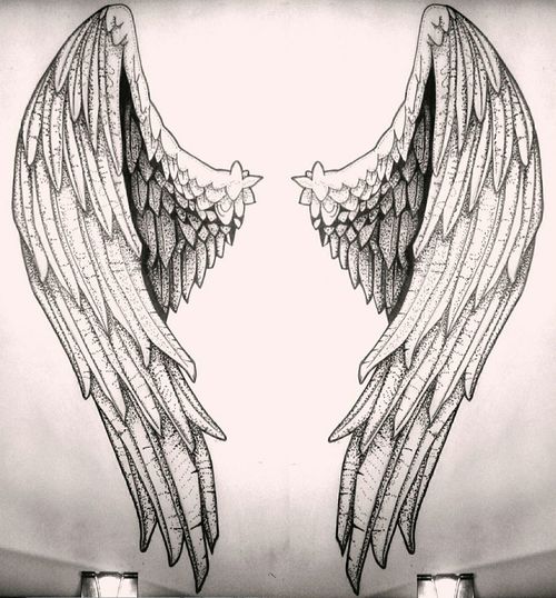 500x538 Sketch Tattoo Vsevolodb ... Angel On We Heart It - Angel Sketch