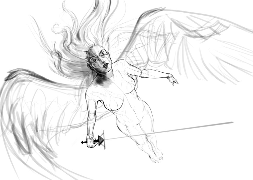 1000x714 The Book Of Straw Angel - Angel Sketch Images