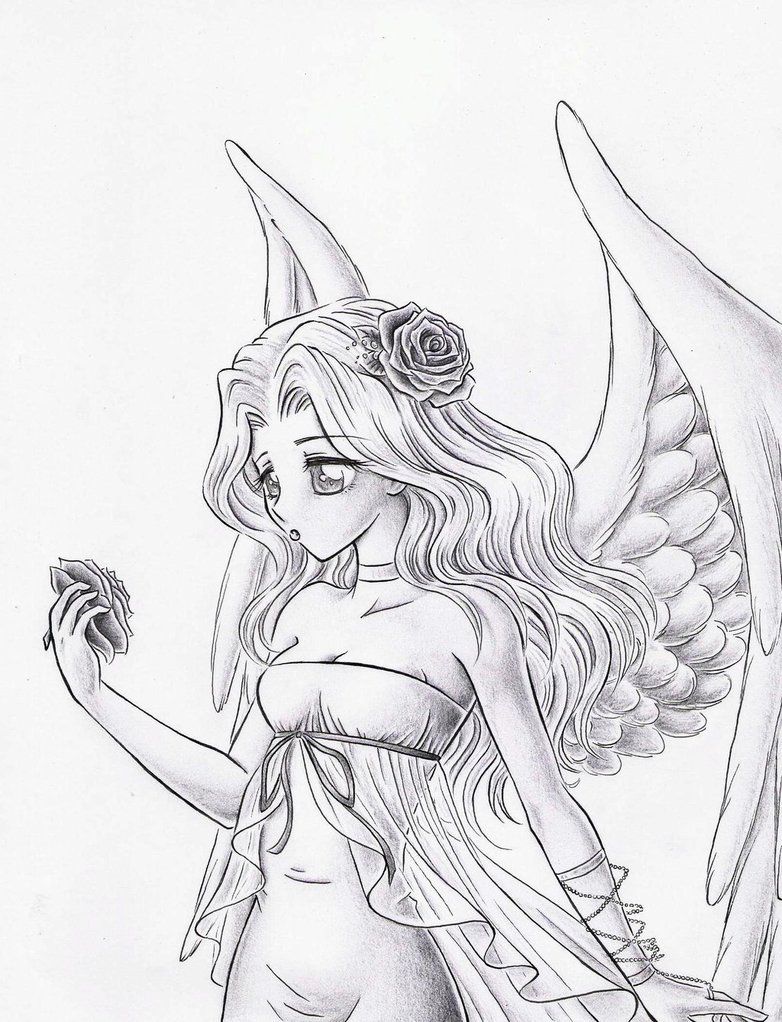782x1022 White Angel Sketch By Dayserosi - Angel Sketch Images