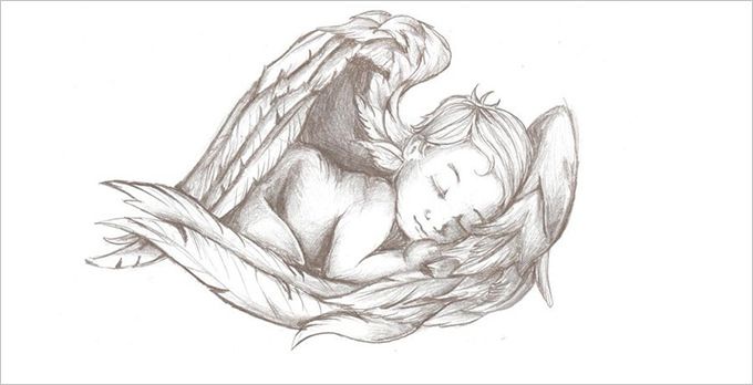680x348 Angel Drowing - Angel Sketch Images