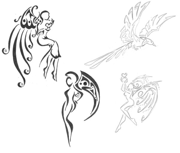 600x508 Angel Tattoo Sketches 2 By Finaira - Angel Tattoo Sketch