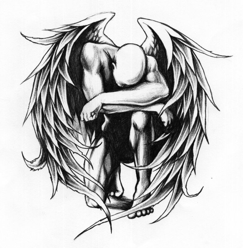 786x800 Fallen Angel Wings Tattoo Designs More From ~ Majambazi Dirty - Angel Tattoo Sketch