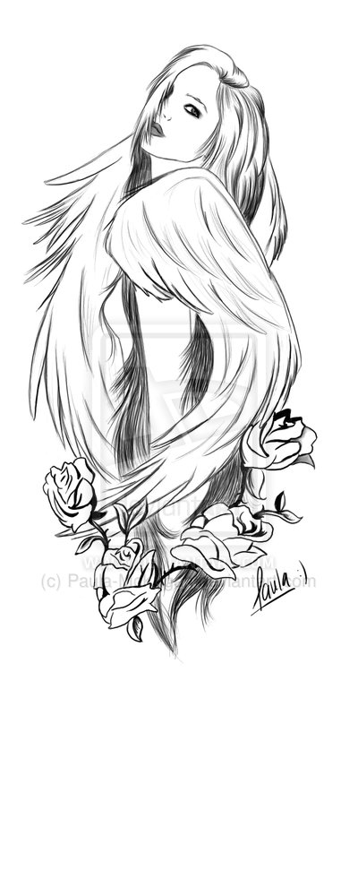 400x1000 Gudu Ngiseng Blog Tattoo Sketch Angel - Angel Tattoo Sketch