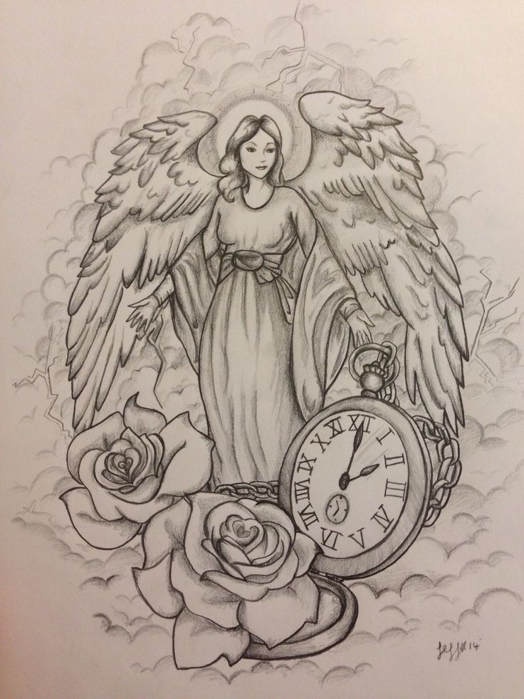 736x981 Angel Tattoos Designs And Samples - Angel Tattoo Sketch