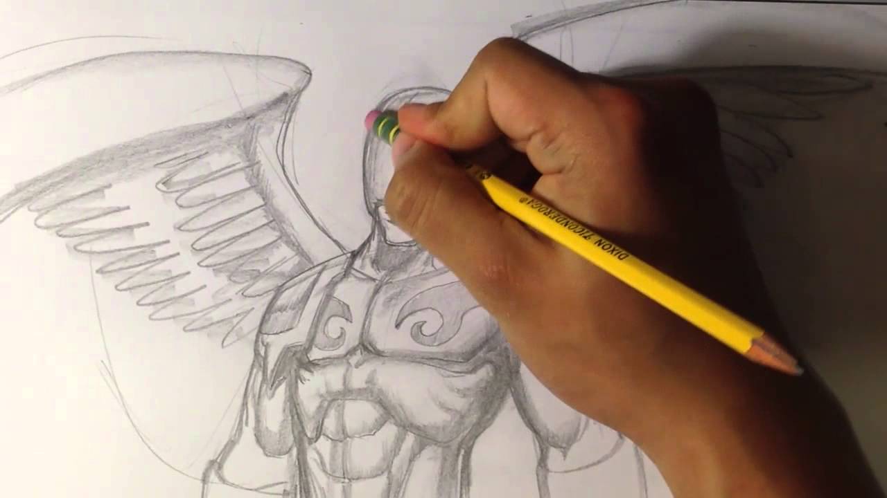 1280x720 Angel Warrior Sketch - Angel Warrior Sketch