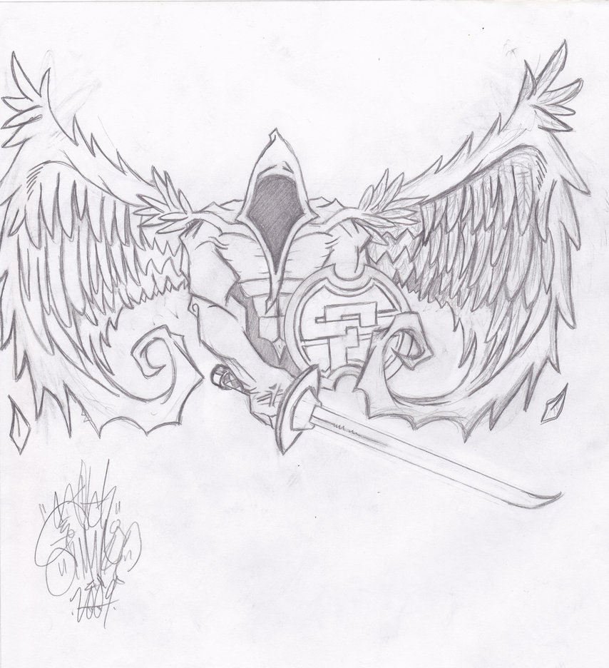 854x936 Angel Warrior Tattoo Design Tattoo Ideas - Angel Warrior Sketch