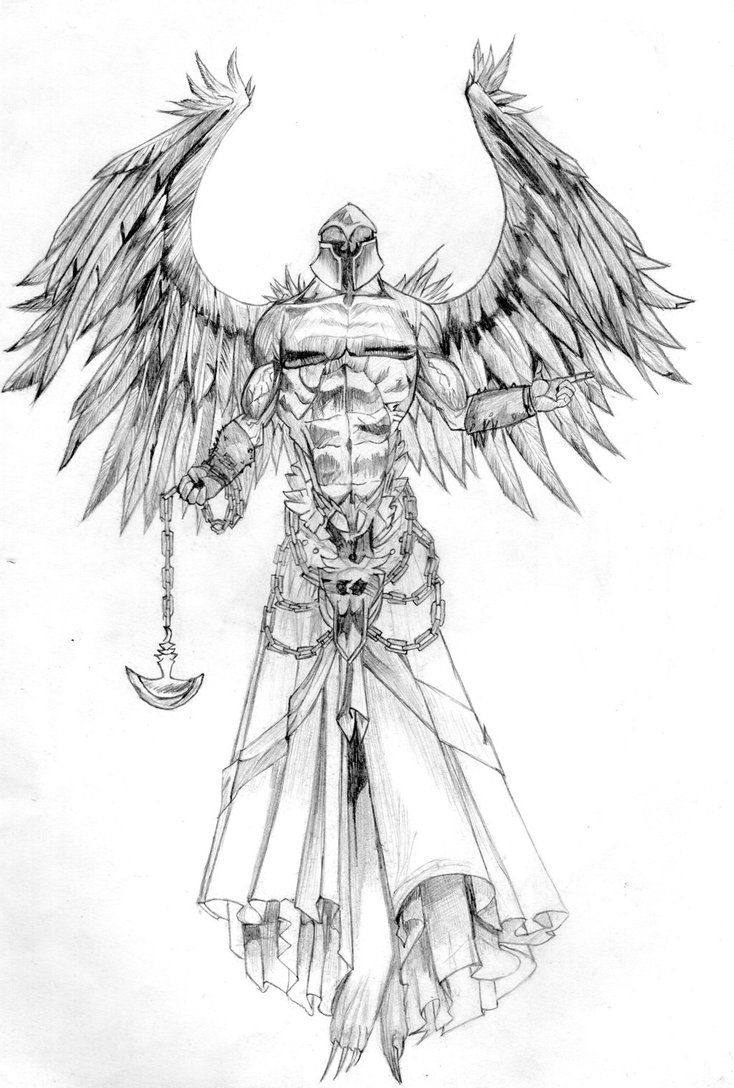 734x1088 Angel Warrior Tattoo Sketch Real Photo Pictures Images And - Angel Warrior Sketch