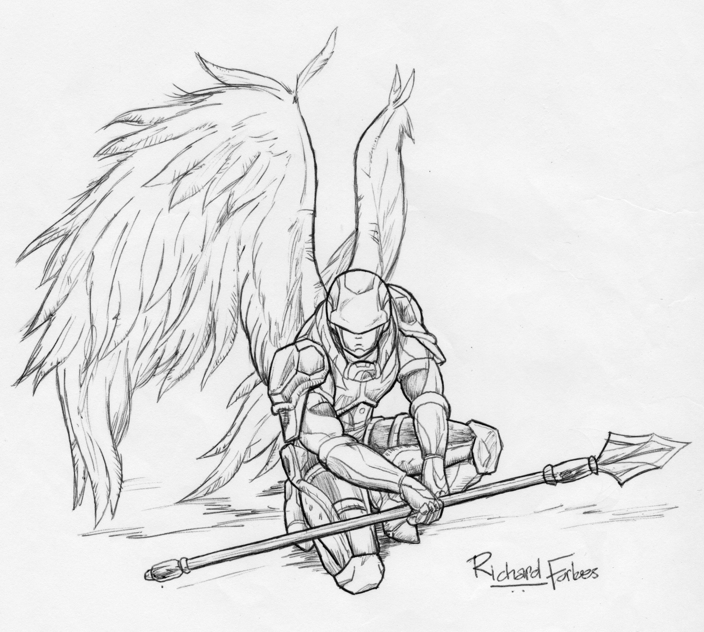2262x2033 Angel Warrior By On @ Clip - Angel Warrior Sketch