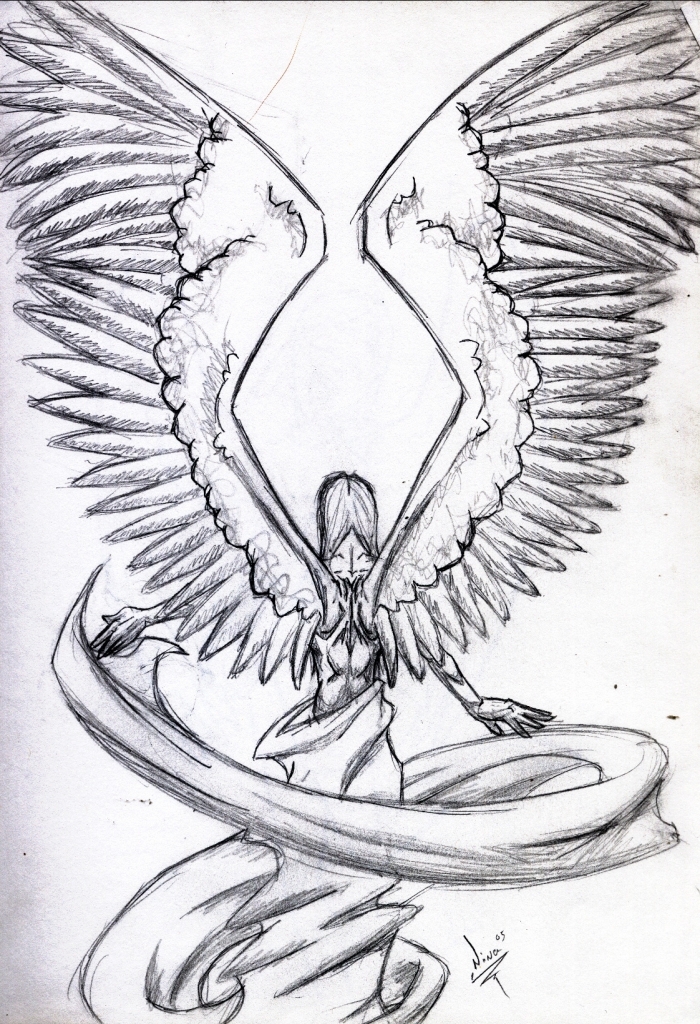 700x1024 Angel Wings Sketch More Like Angel Wings Orig Sketch - Angel With Wings Sketch