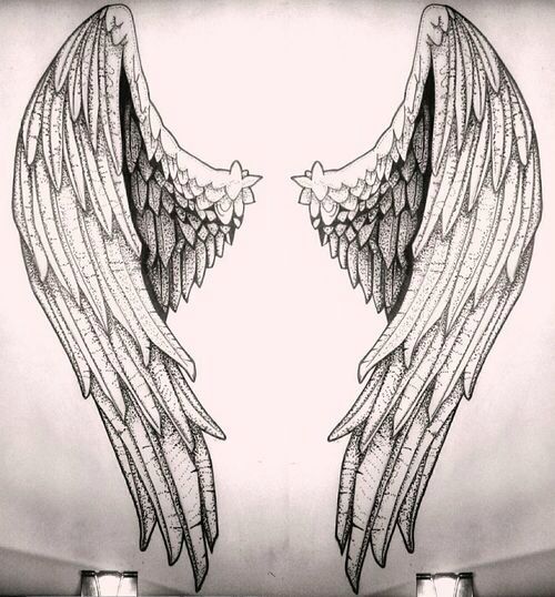 500x538 Angelic Wings Sketch Artistic Inspiration Wings - Angel With Wings Sketch