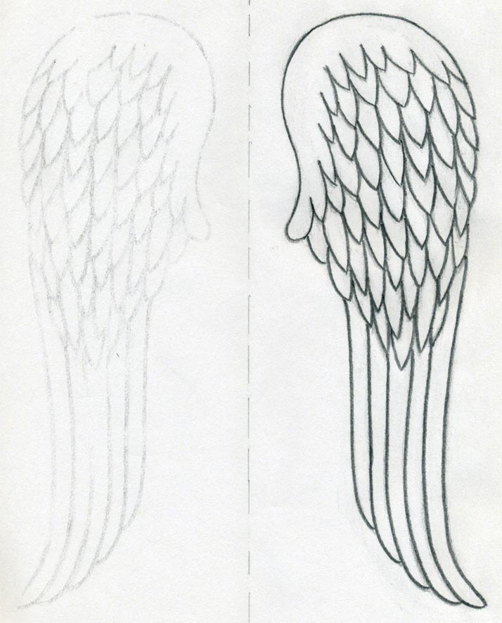 714x885 How To Draw Angel Wings Quickly In Few Easy Steps - Angel With Wings Sketch