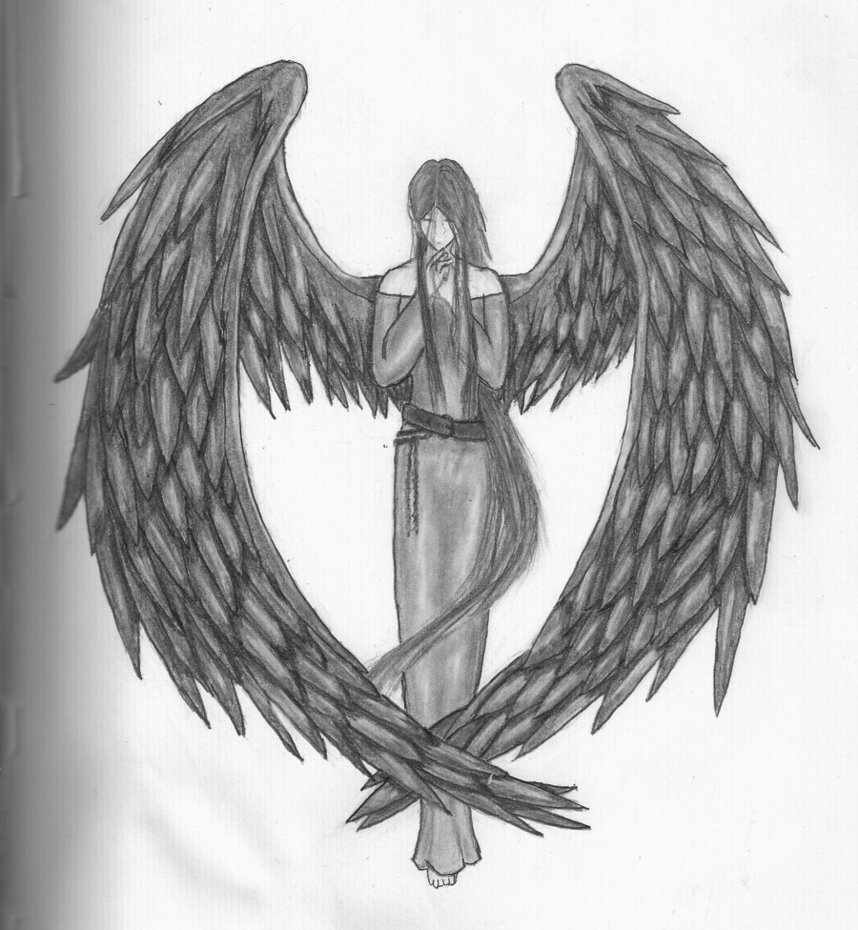 858x930 Angel Wings Dark Cool Drawing Pictures - Angel With Wings Sketch