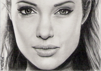 353x247 Angelina Jolie Sketch Card By Jenchuan - Angelina Jolie Sketch