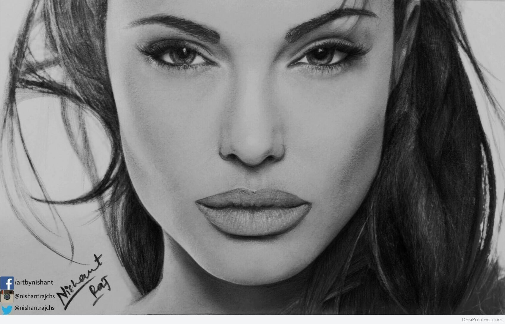 Angelina Jolie Sketch at PaintingValley.com | Explore collection of ...