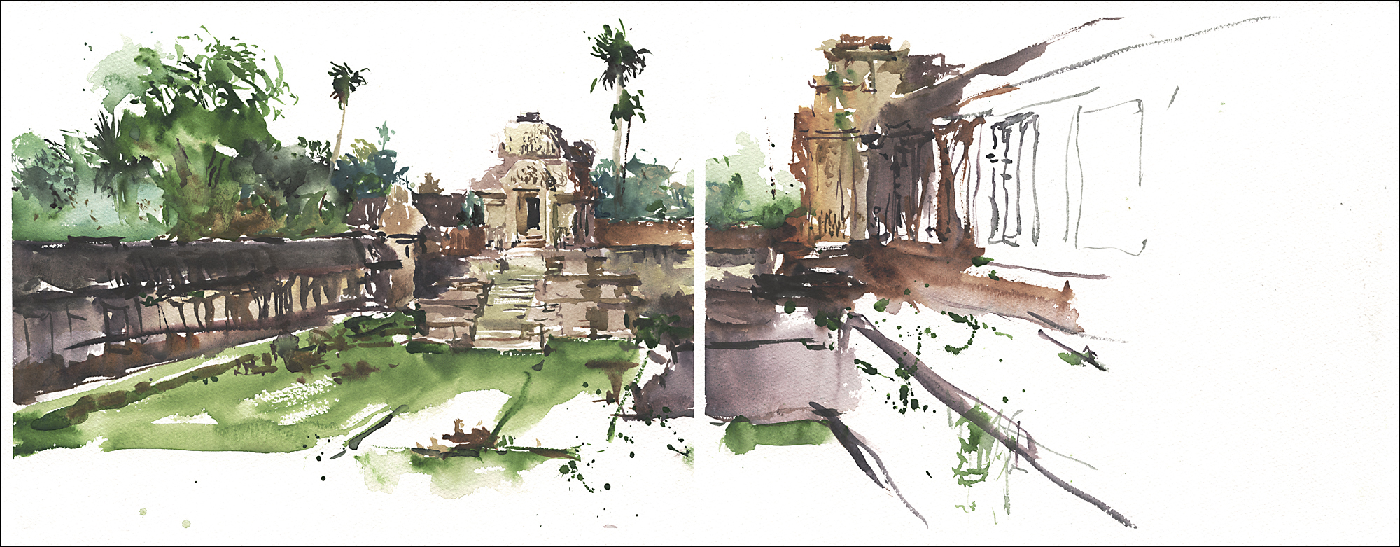 2000x781 Travel Sketching - Angkor Wat Sketch