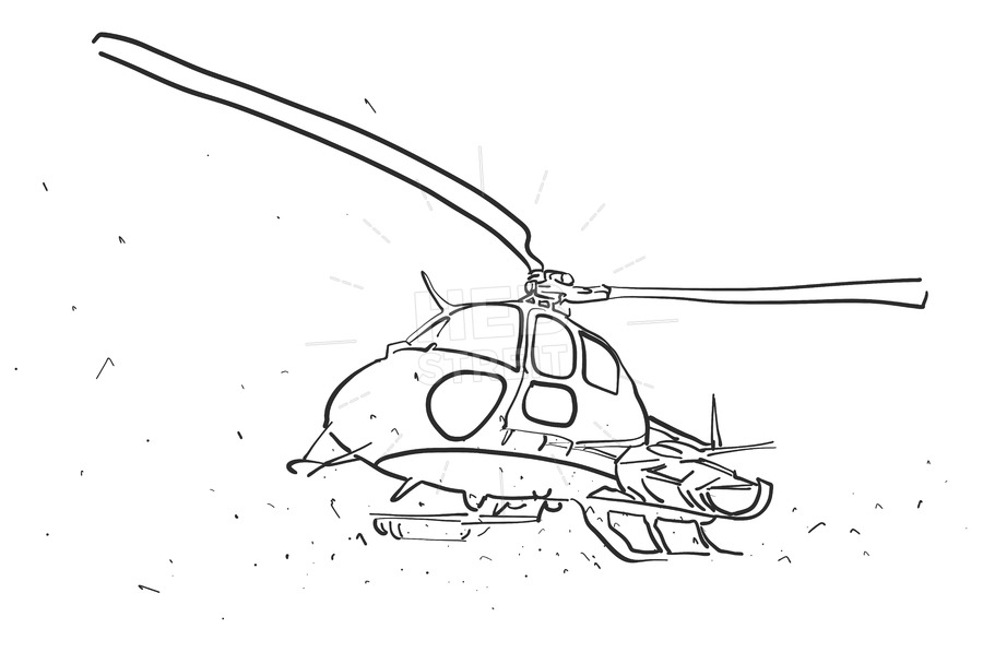 900x608 Helicopter In Wide Angle Perspective Sketch Hebstreits - Angle Sketch