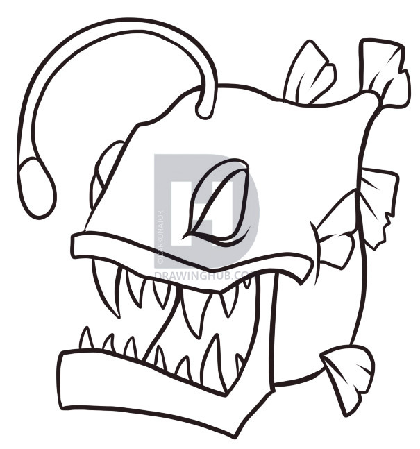 605x647 How To Draw An Anglerfish, Step By Step, Drawing Guide, By - Angler Fish Sketch