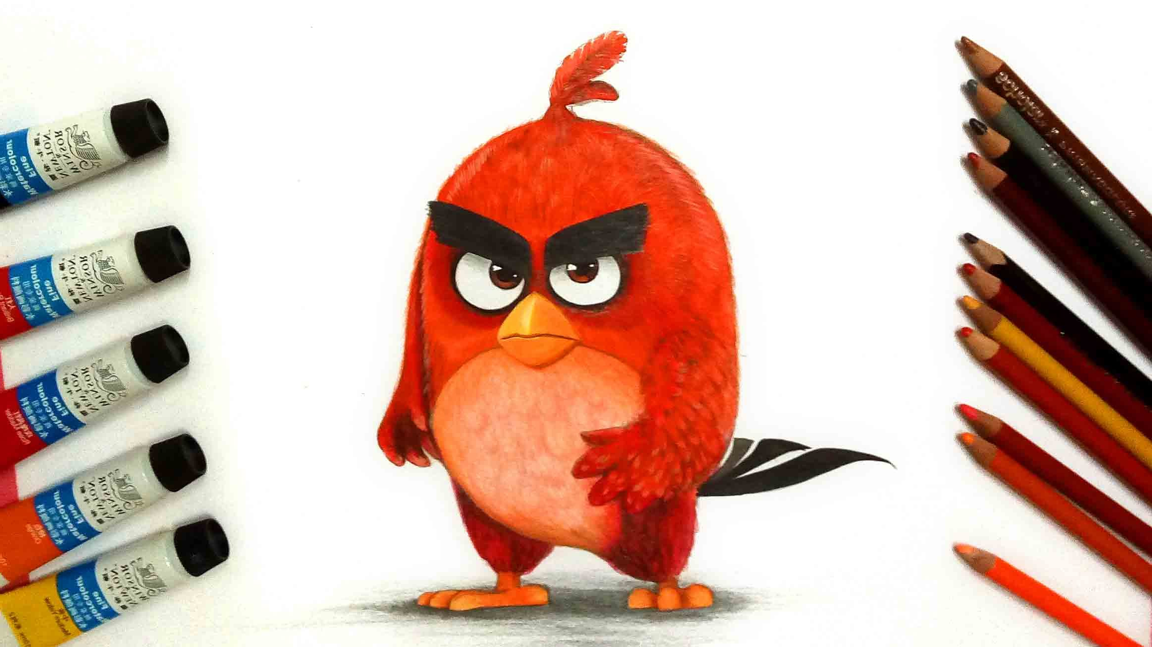 2318x1303 Angrybird Pencil Drawing How To Draw Red From The Angry Birds - Angry Bird Sketch