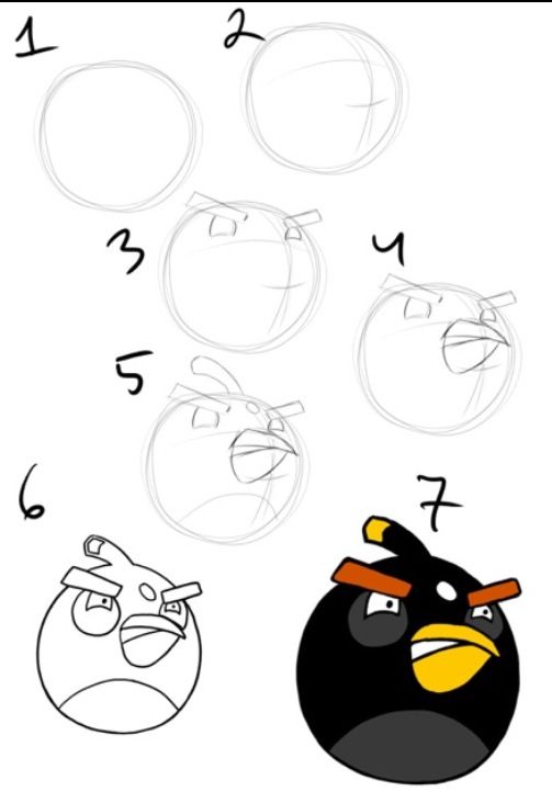 503x732 Draw The Black Angry Bird Drawing Drawings, Angry - Angry Bird Sketch