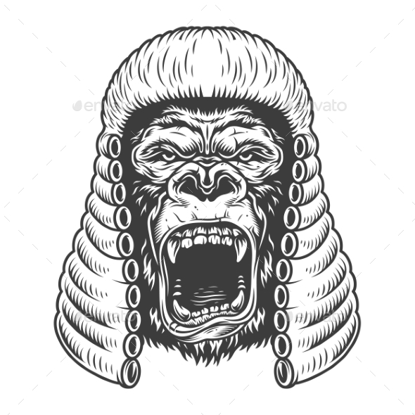 590x590 Angry Gorilla In Monochrome Style By Imogi Graphicriver - Angry Gorilla Sketch
