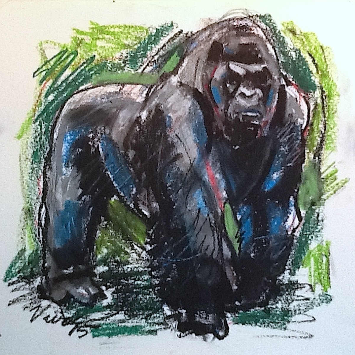 1200x1200 Drawing Angry Gorilla (Original Art By Charles David Viera) - Angry Gorilla Sketch