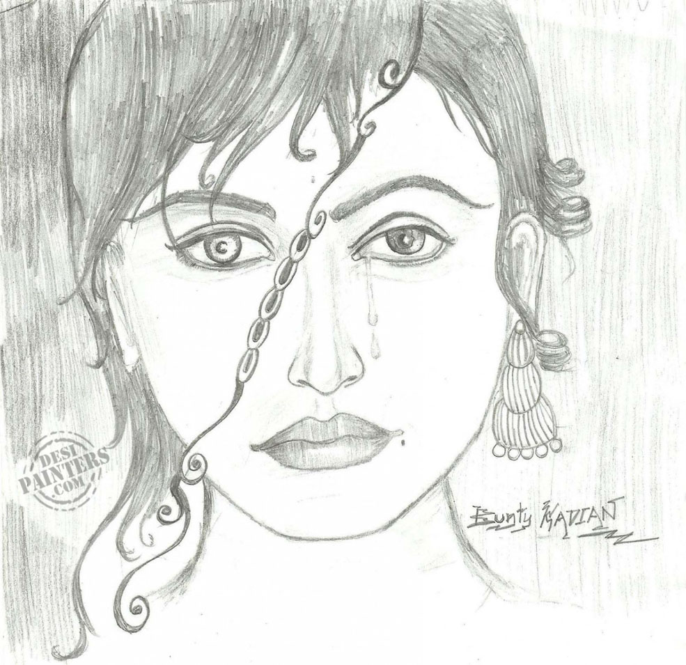 985x955 Angry Girl Pencil Sketch - Angry Sketches