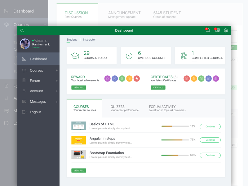 800x600 Learning Management System Sketch Freebie - Angular Sketch