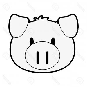 300x300 Suddenly Simple Pig Drawing Stock Vector Art More Images Of Animal - Animal Face Sketch