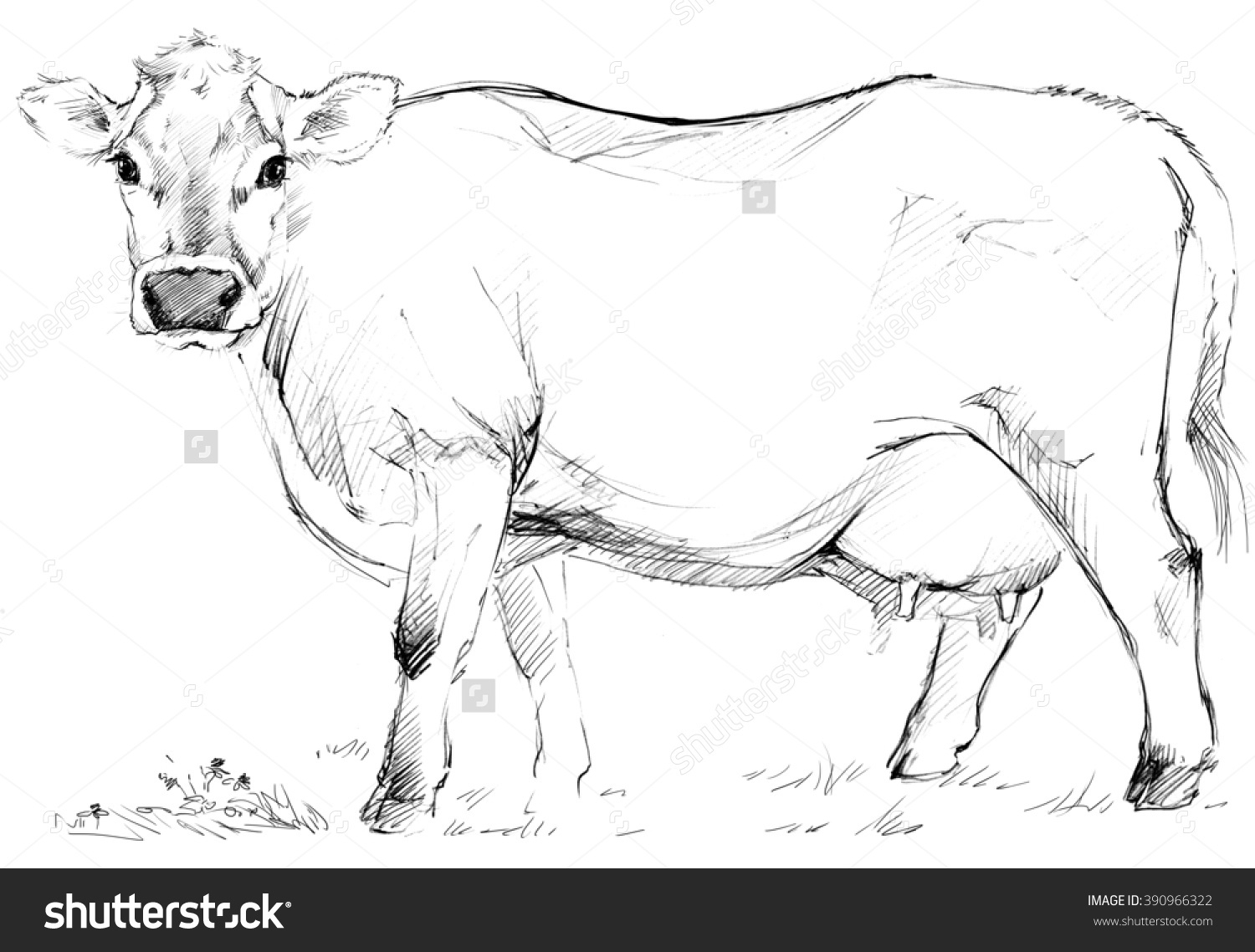 1500x1138 Cow Pencil Sketches Cow Pencil Sketches Dairy Cow Pencil Sketch - Animal Farm Sketch