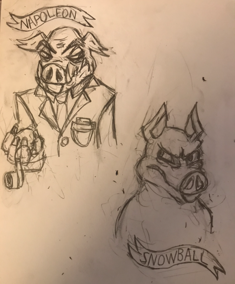 750x908 Napoleon And Snowball (Animal Farm Sketch) By Stardust Legend On - Animal Farm Sketch