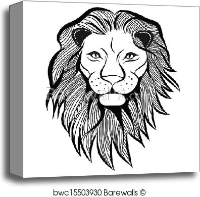 396x390 Canvas Print Of Lion Head Vector Animal Illustration For T Shirt - Animal Print Sketch