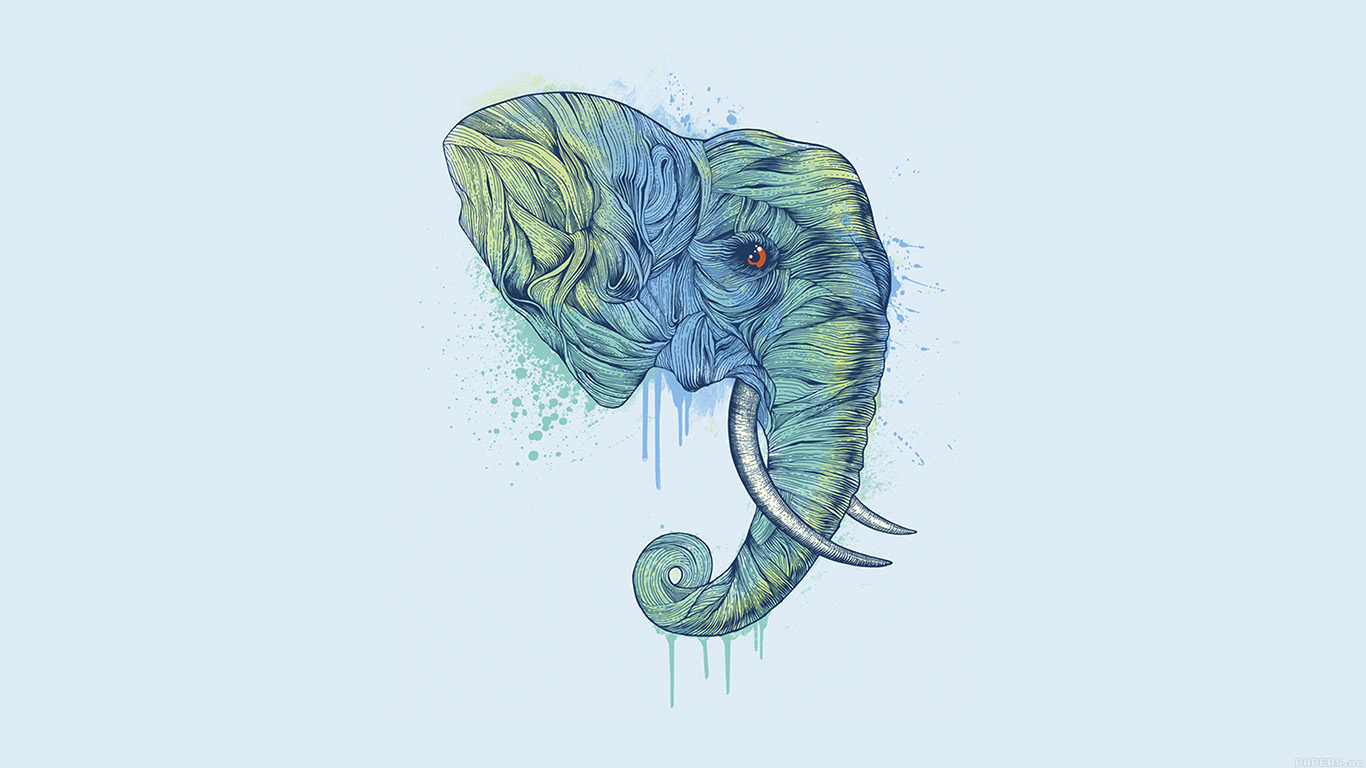 1366x768 Wallpaper For Desktop, Laptop Ah76 Elephant Art Illust Drawing - Animal Sketch Wallpaper