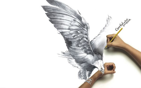 600x375 Awesome Bird Art Full Hd Wallpaper - Animal Sketch Wallpaper