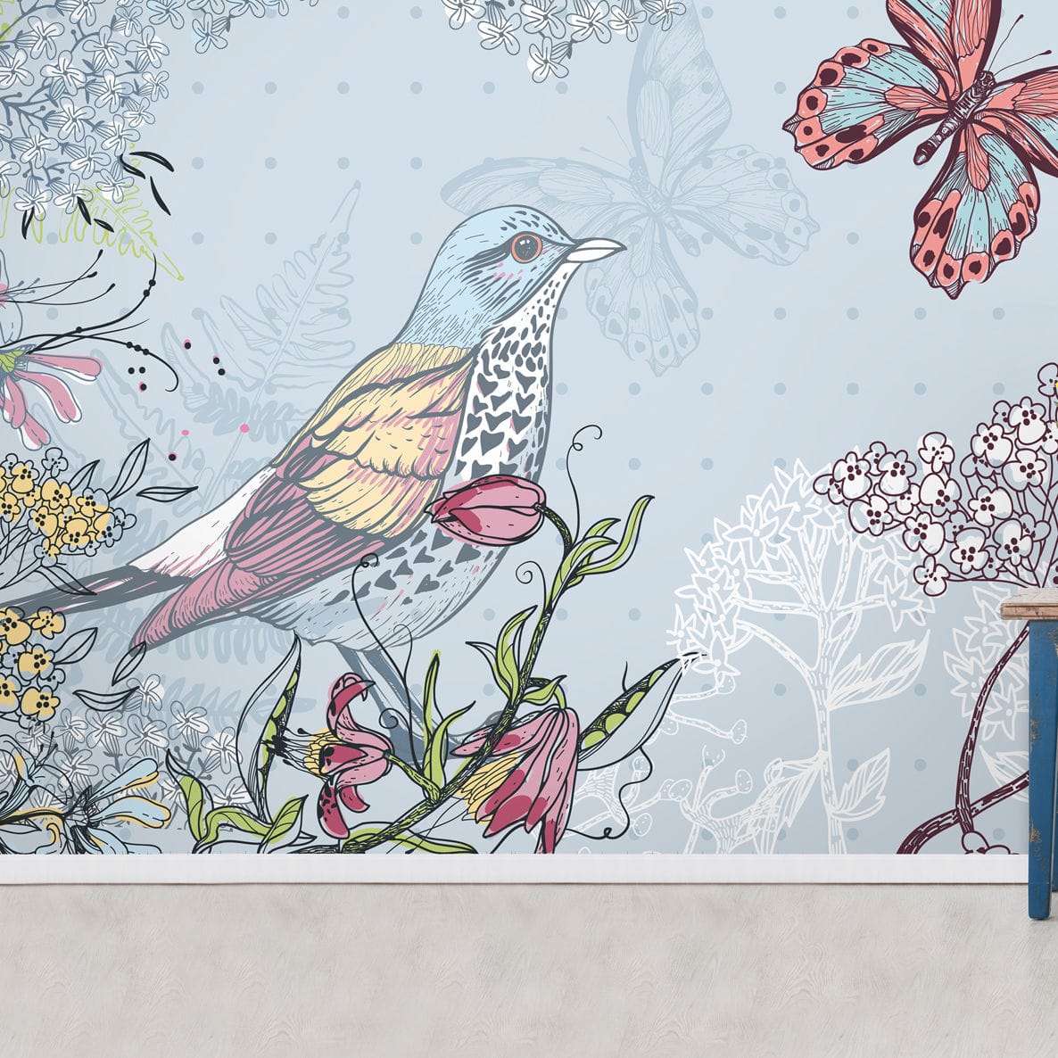 1186x1186 Contemporary Wallpaper Nature Pattern Animal Motif Sketch - Animal Sketch Wallpaper