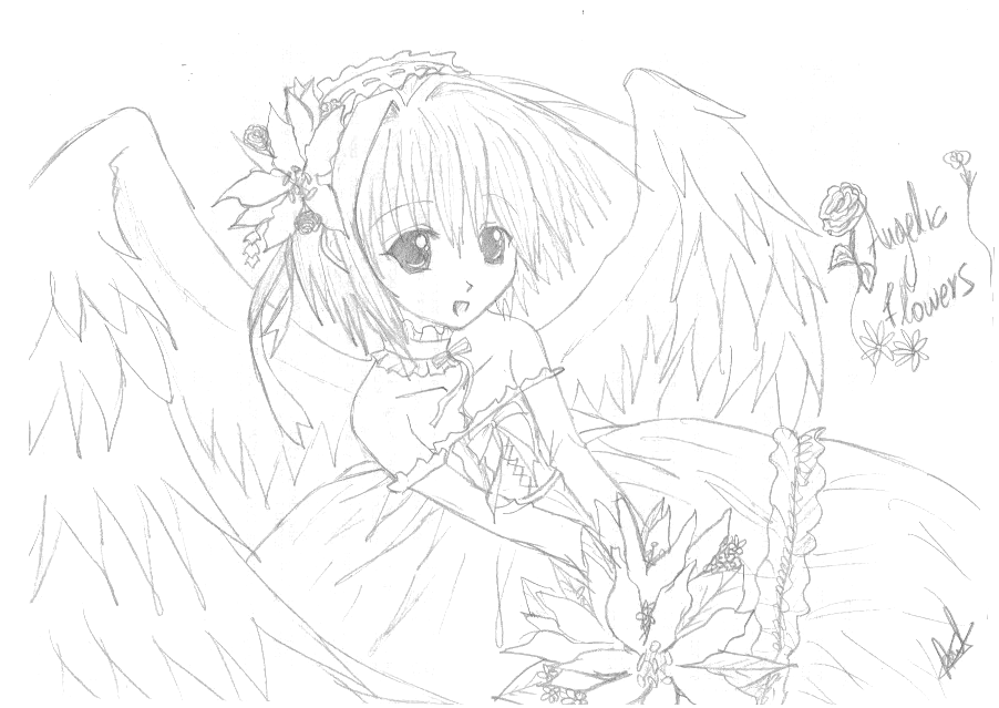 902x639 Anime Drawing Images Anime Angel Hd Wallpaper And Background - Anime Angel Sketch