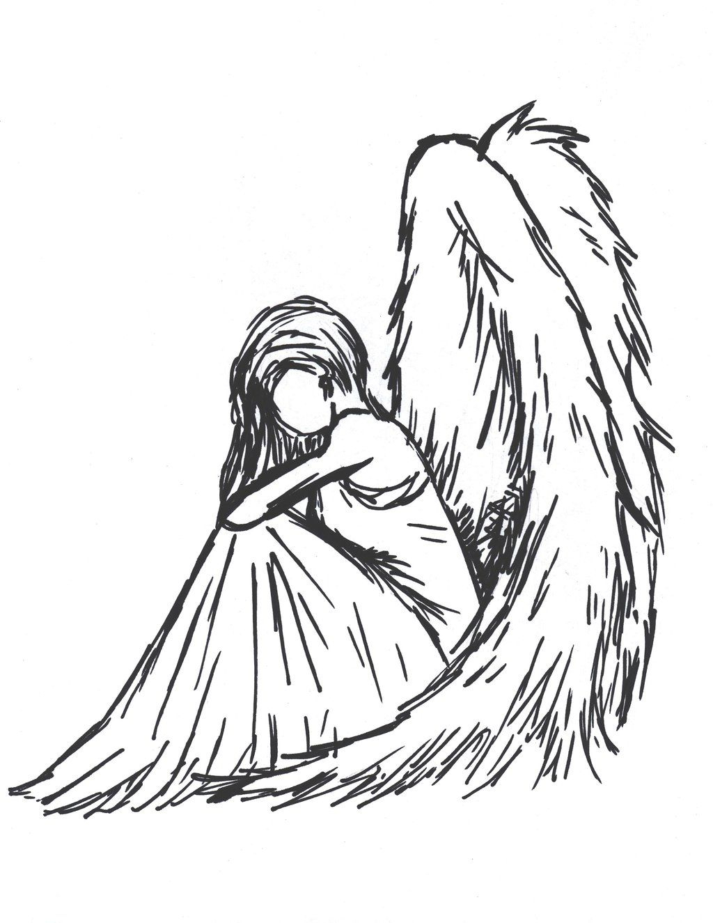 1024x1325 Sad Anime Angel Sketch Beautiful Pictures - Anime Angel Sketch