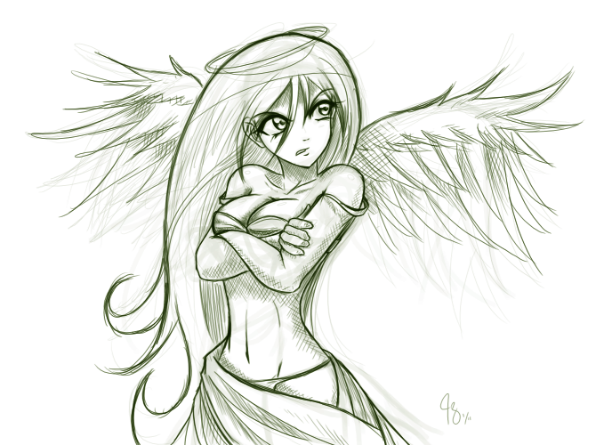 688x500 Angel Sketches - Anime Angel Sketch