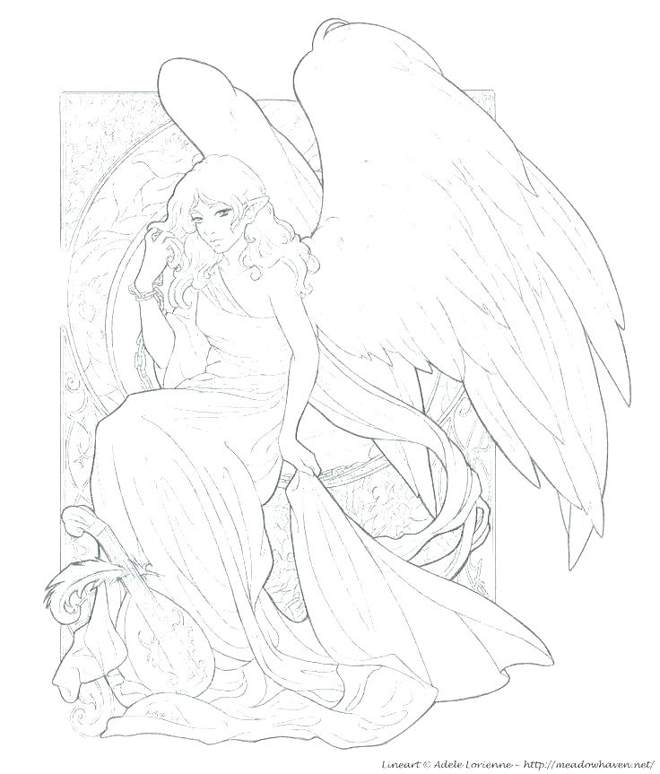 736x863 Angel Anime Coloring Pages Angel Coloring Pages For Adults Angel - Anime Angel Sketch