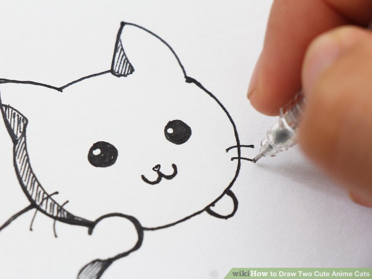 728x546 How To Draw Two Cute Anime Cats (With Pictures) - Anime Cat Sketch