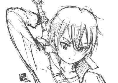 400x283 Kirito Sketch . By Hikari151 - Anime Character Sketches