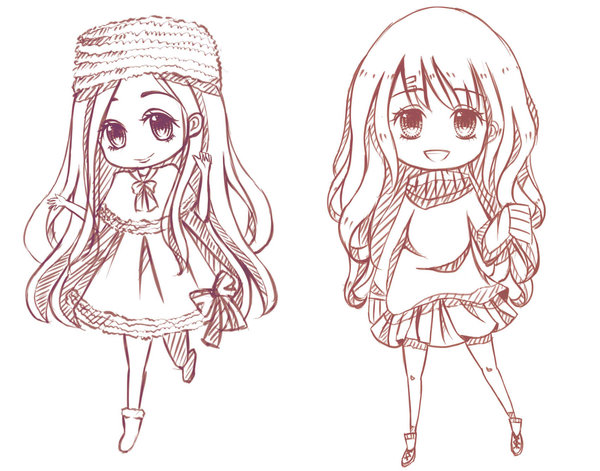 600x471 Chibi Sketch Examples By Cathychen - Anime Chibi Sketch
