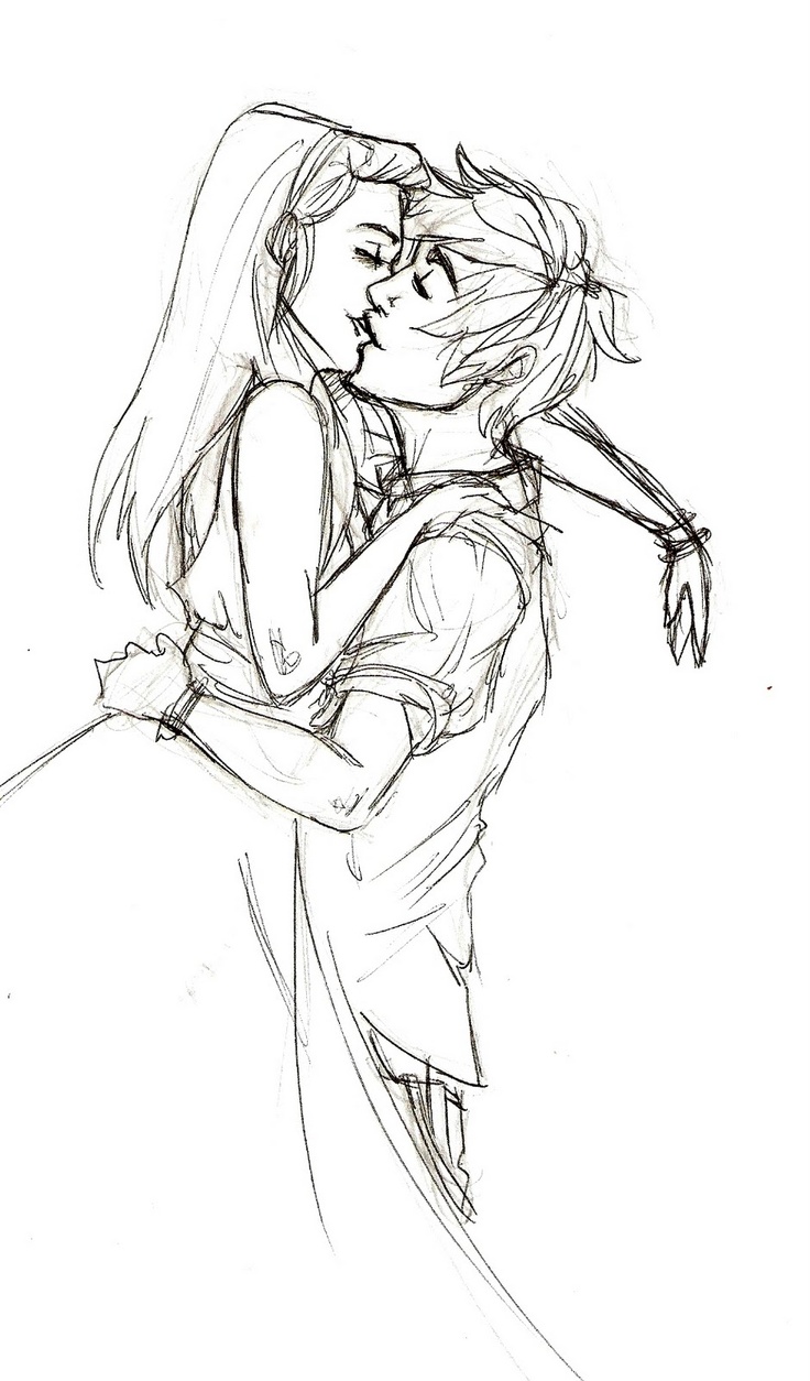 736x1254 Drawn Couple Line Drawing - Anime Couple Sketch