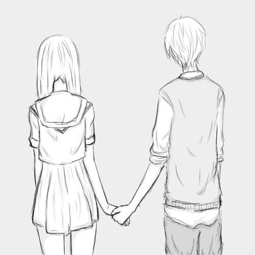 500x500 Pics For Gt Cute Anime Love Couples Easy To Draw My Board - Anime Couple Sketch