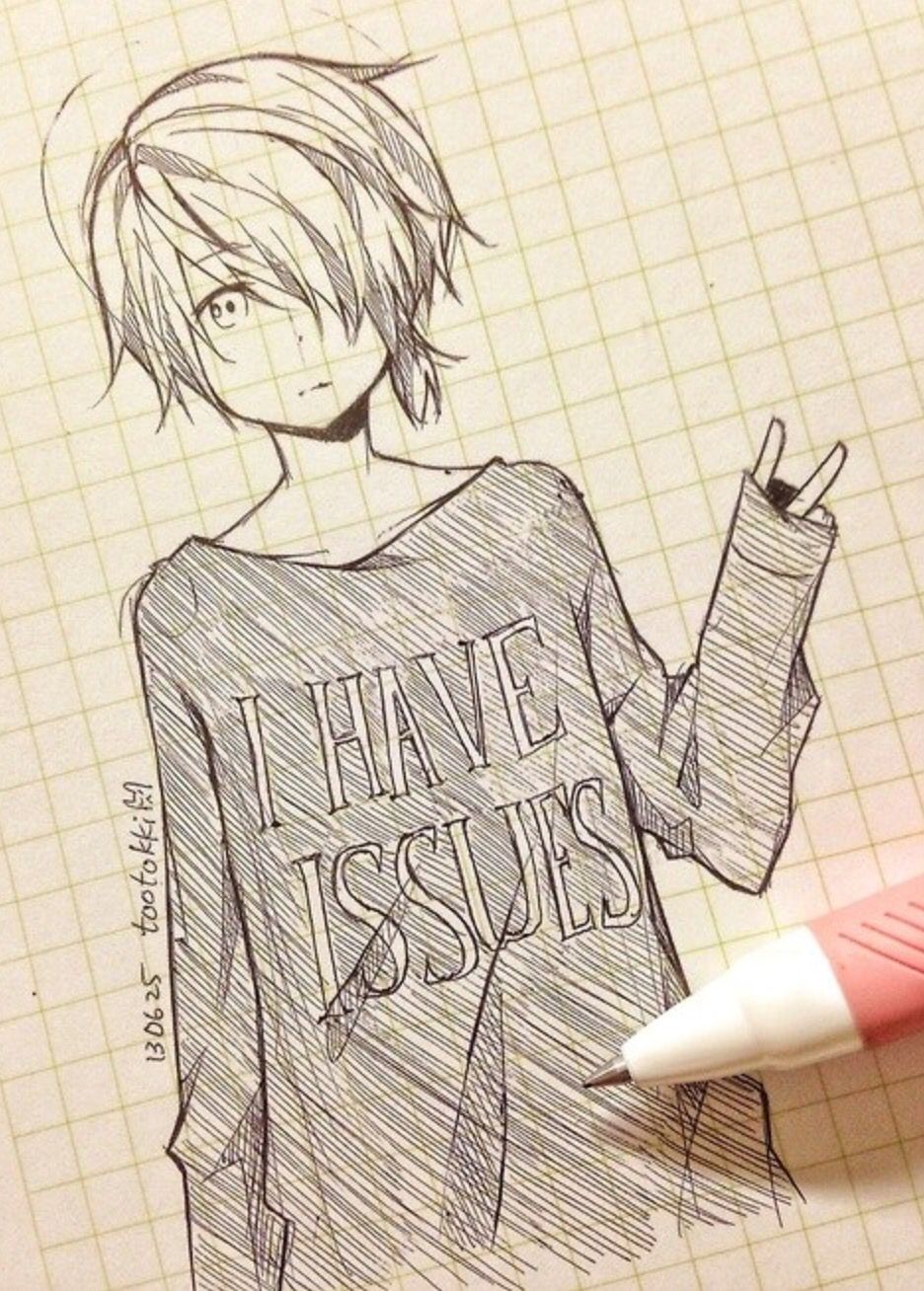 936x1308 Cute Anime Drawing Tootokki I Have Issues Sweater Anime Drawings - Anime Cute Sketch