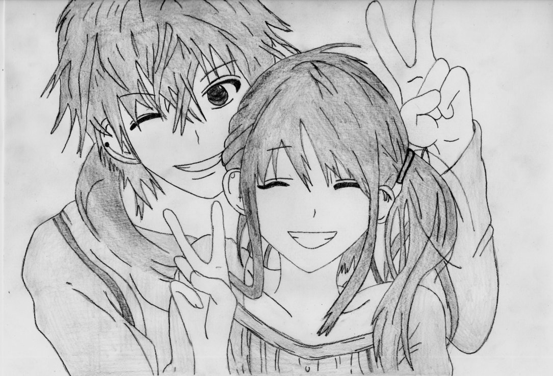 1085x737 Cute Anime Couple Drawings Anime Couple Drawing By 1dragonwarrior1 - Anime Cute Sketch