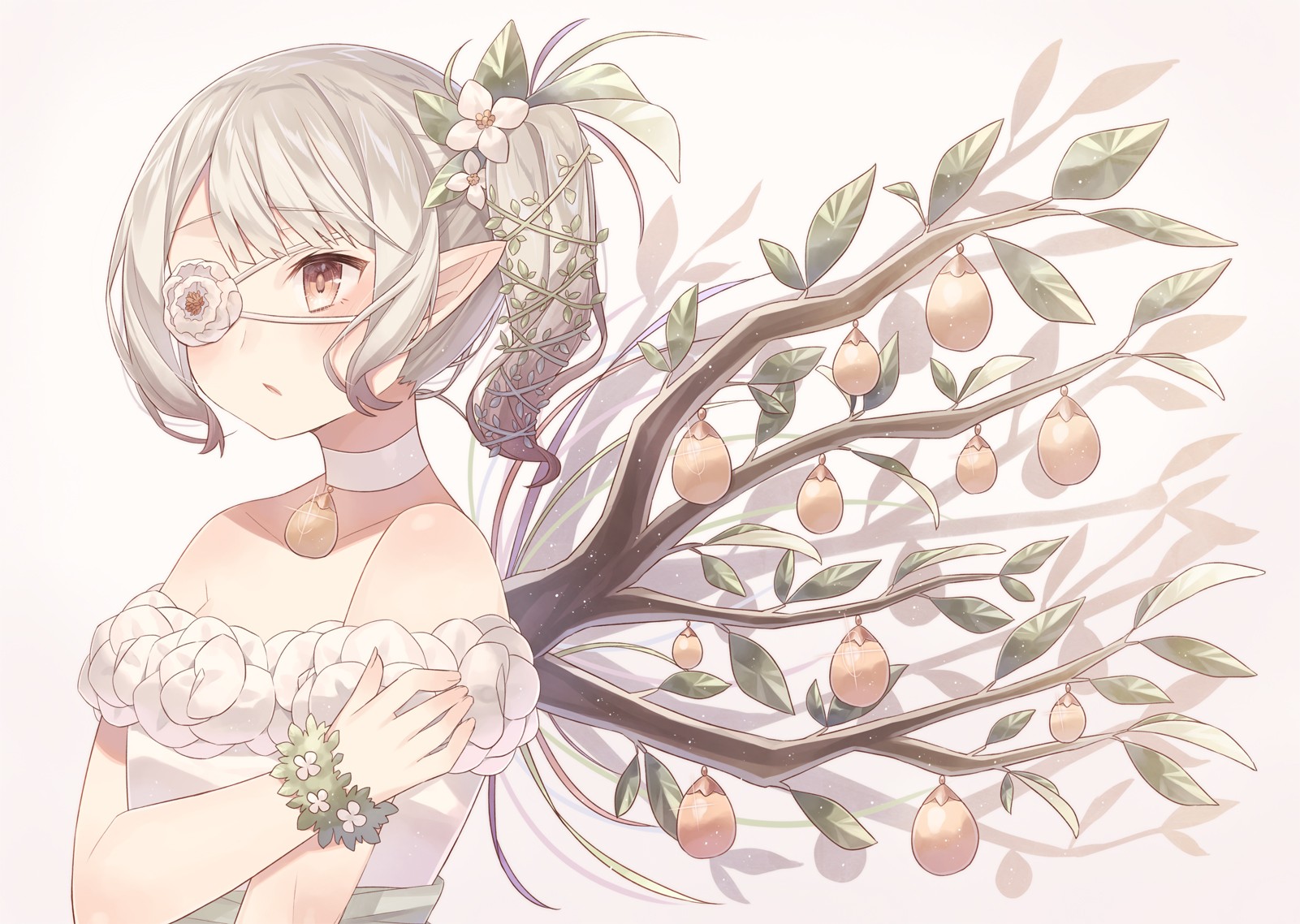 1601x1138 Wallpaper Drawing, Illustration, Flowers, White Hair, Anime - Anime Fairy Sketch