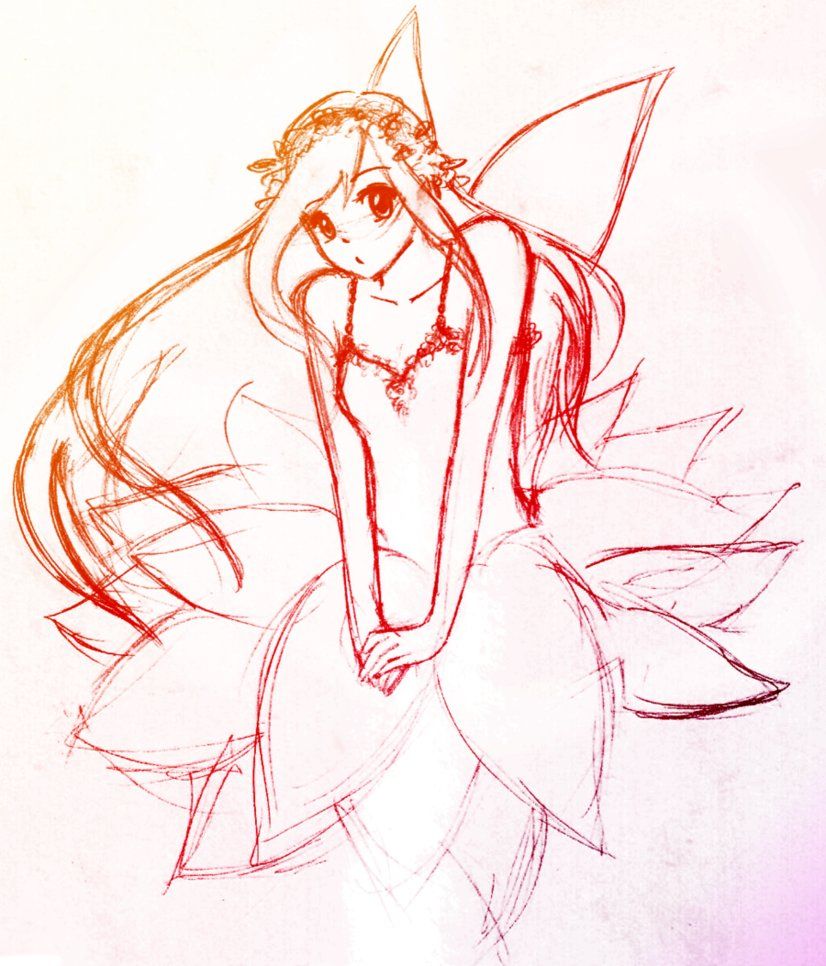 Anime Fairy Sketch at PaintingValley.com | Explore collection of Anime ...