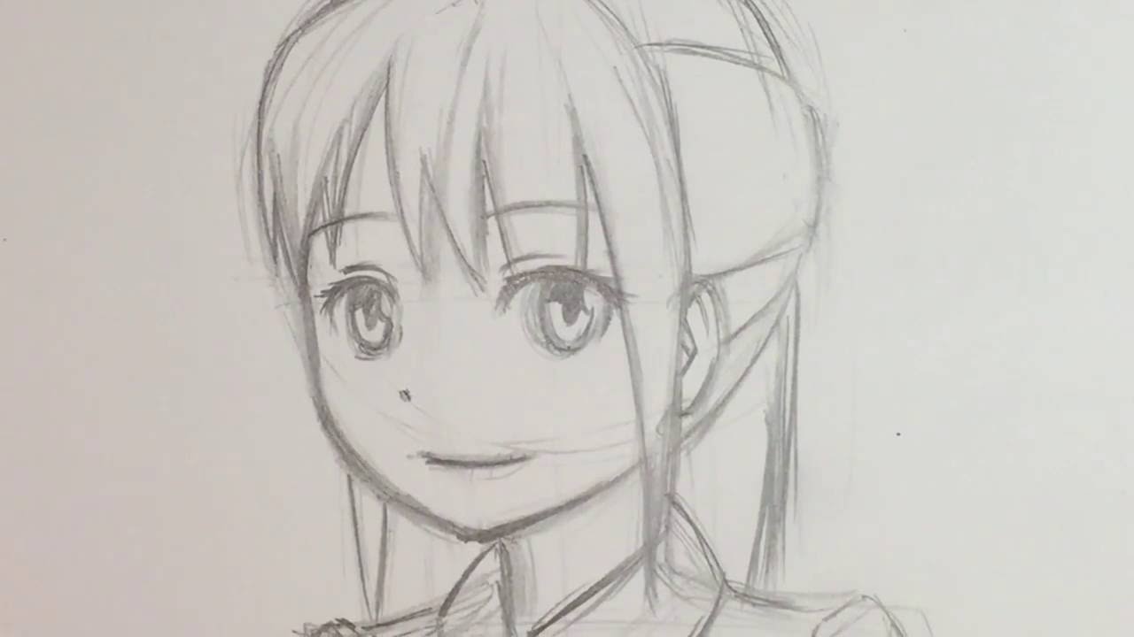 1280x720 How To Draw Anime Female Face 34 View [Slow Narrated Tutorial - Anime Female Sketch