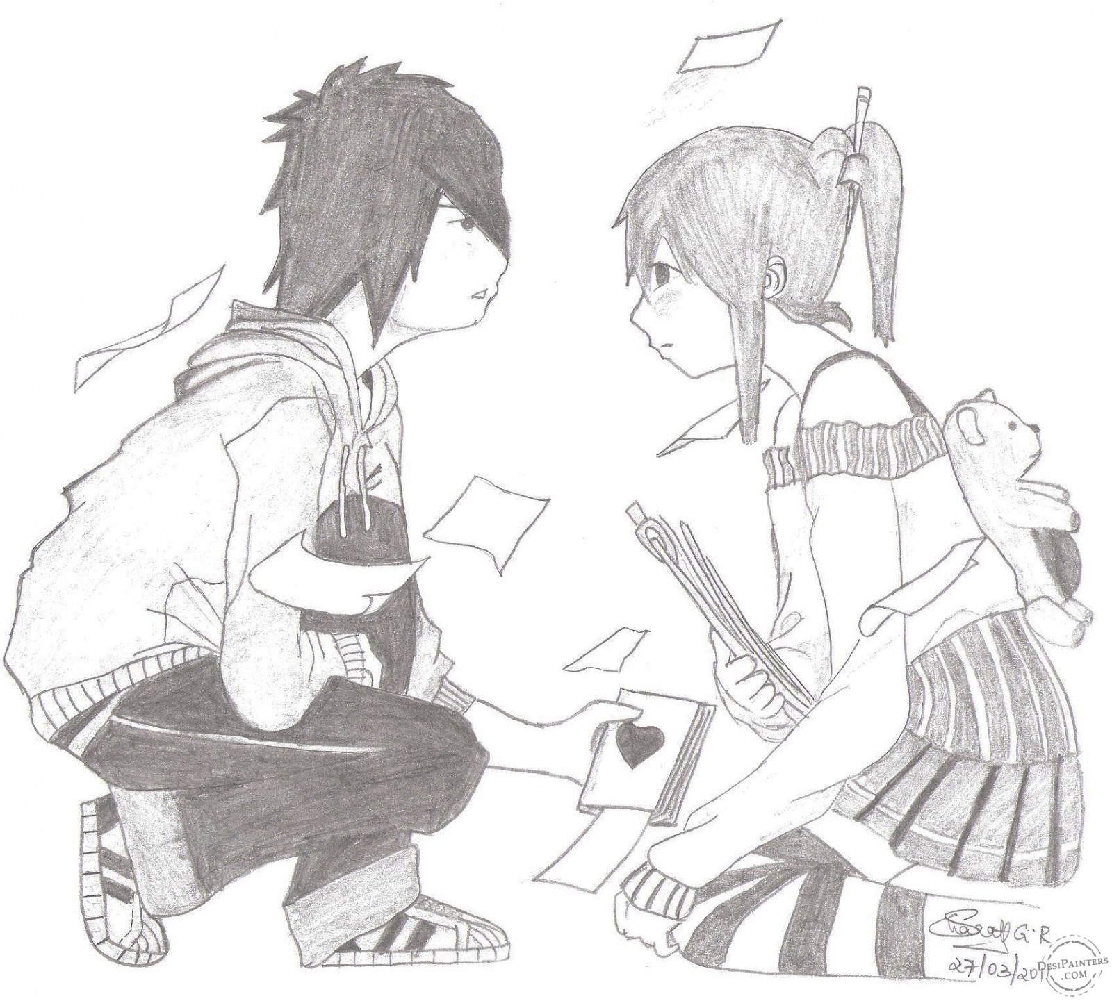 Anime Girl And Boy Sketch At Paintingvalley Com Explore