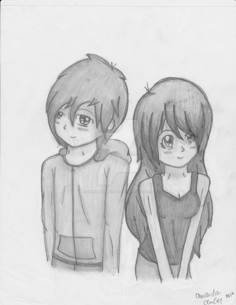 Anime Girl And Boy Sketch At Paintingvalley Com Explore Collection Of Anime Girl And Boy Sketch